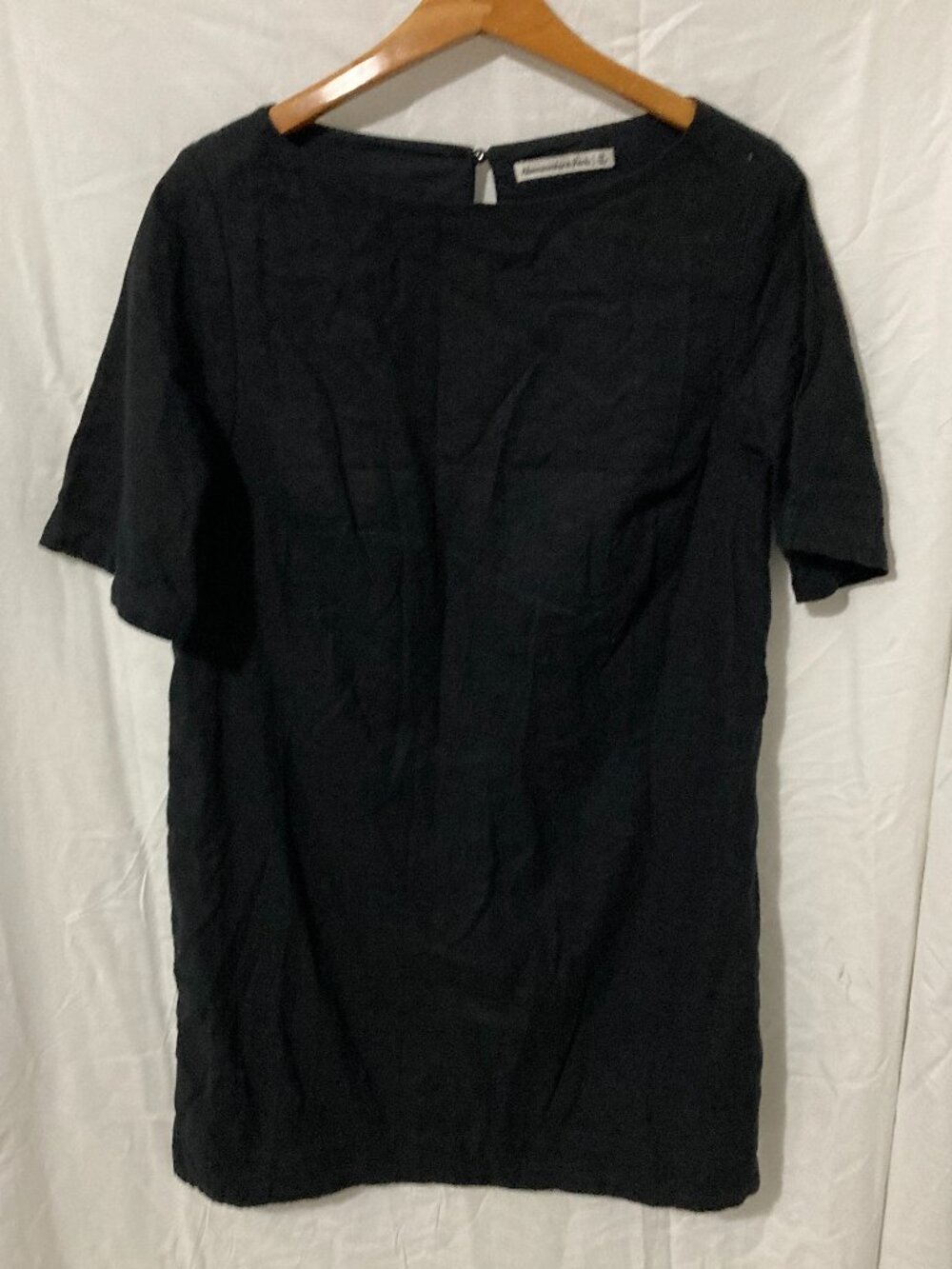 Abercrombie and Fitch Women M Black Mini Dress Loose Classic Chic Linen Cotton